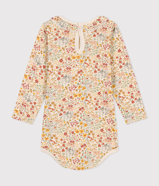 Babies' long-sleeved bodysuit in cotton with a ruff AVALANCHE white/MULTICO
