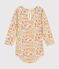 Babies' long-sleeved bodysuit in cotton with a ruff AVALANCHE white/MULTICO