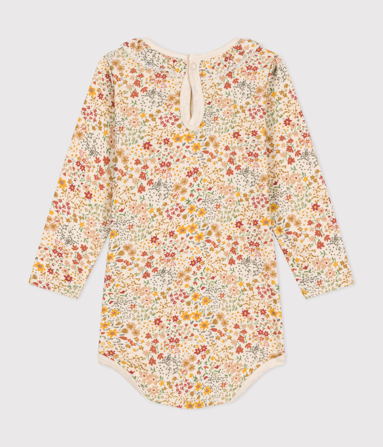 Babies' long-sleeved bodysuit in cotton with a ruff AVALANCHE white/MULTICO