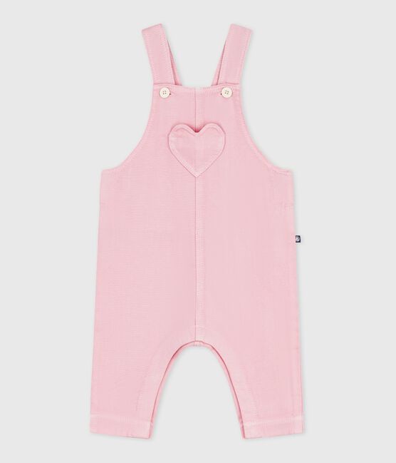 Babies' long-leg dungarees in plain cotton MARQUISE pink
