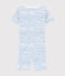 Boys' Snugfit Wave Print Cotton Short Pyjamas MARSHMALLOW white/COOL blue