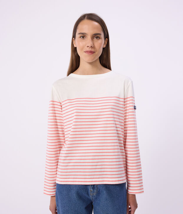 Women's stripy cotton Breton top pink/pink