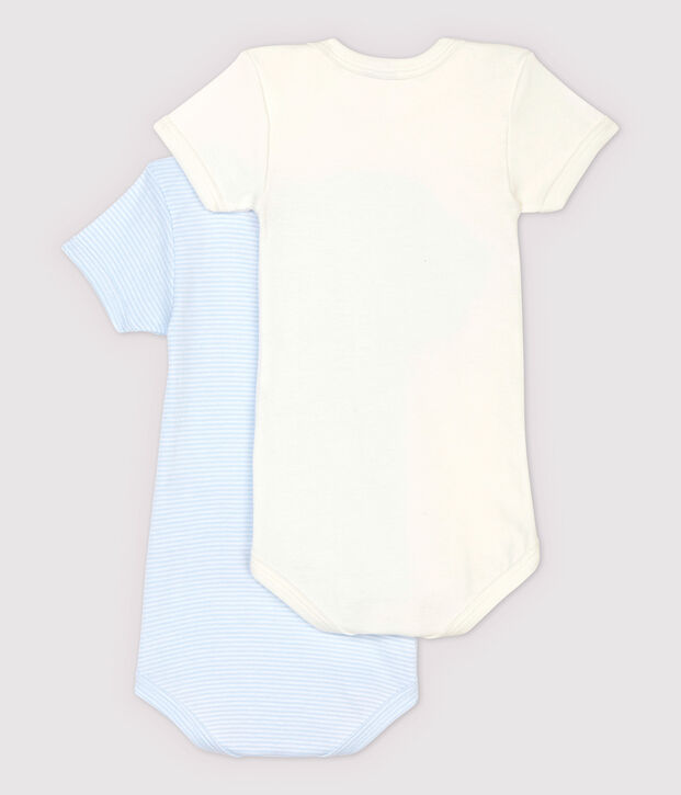 Babies' Pinstriped Short-Sleeved Organic Cotton Bodysuits - 2-Pack multicolor