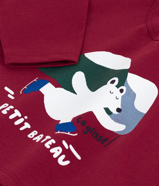 Babies' long-sleeved T-shirt with a cat design AMARANTE