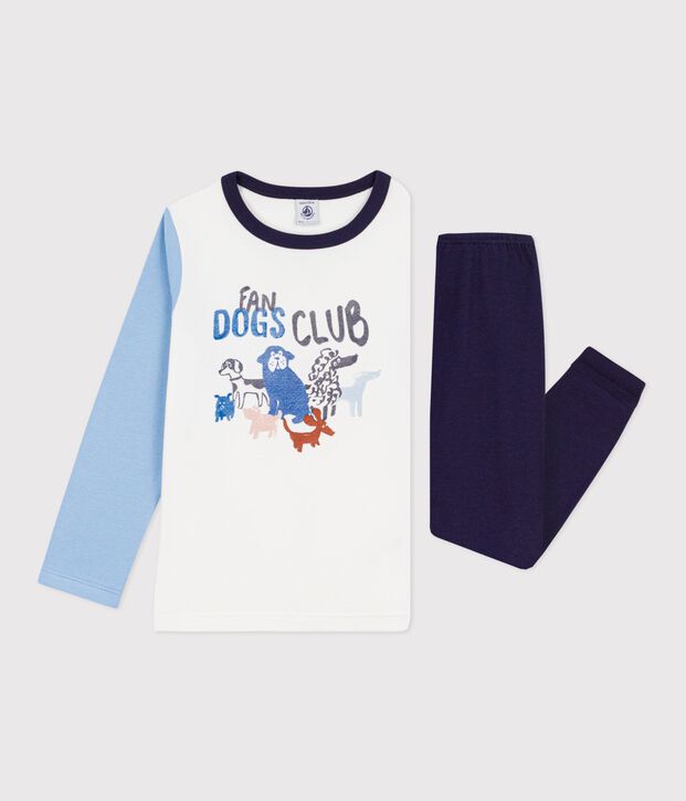 Children's dog design cotton pyjamas. blue/multicolor
