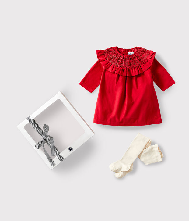 Babies' dress and tights gift set multicolor
