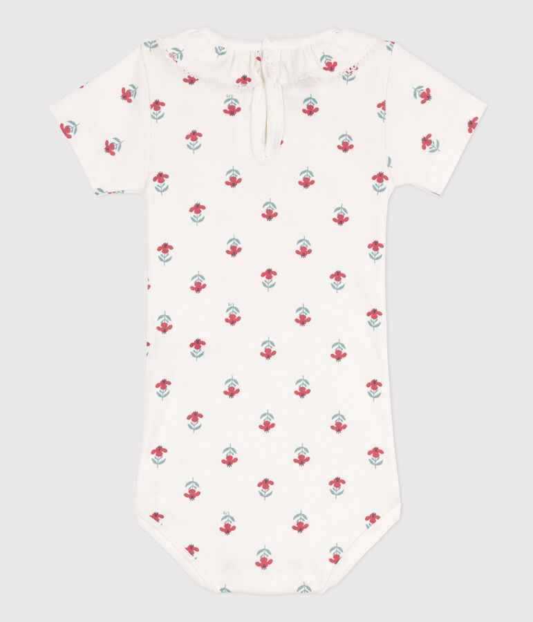 Babies' Short-Sleeved Cotton Floral Print Bodysuit white/multicolor
