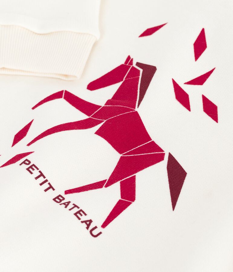 Children's printed cotton sweatshirt Ecru