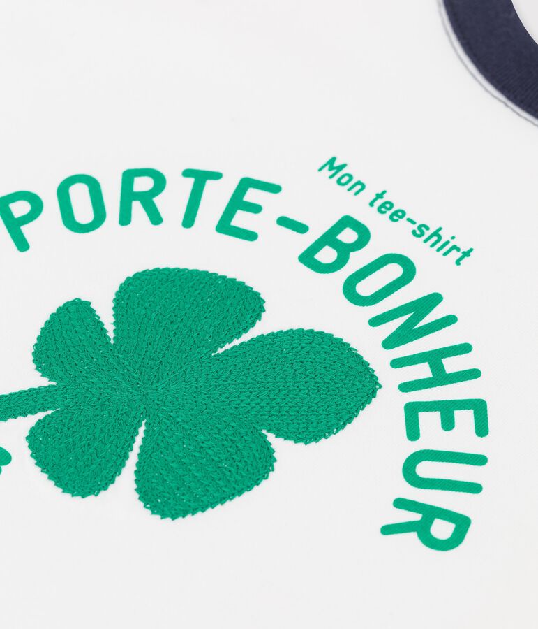 Boys' Short-Sleeved Cotton T-Shirt MARSHMALLOW white