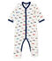 Baby boy's reversible footed sleepsuit MARSHMALLOW white/MULTICO white