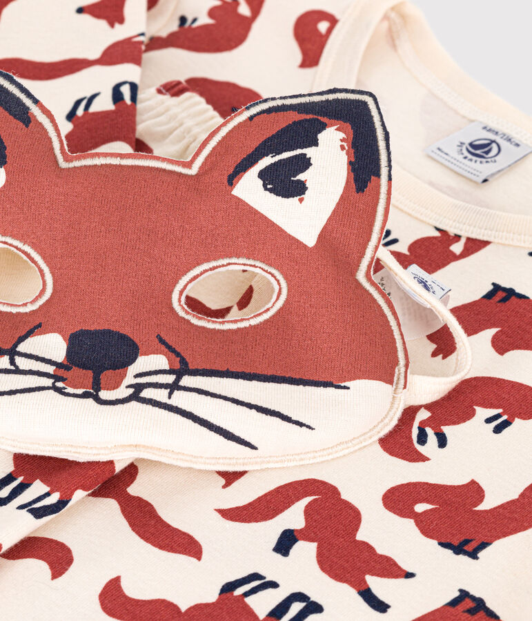 Children's cotton fox costume pyjamas Ecru/multicolor