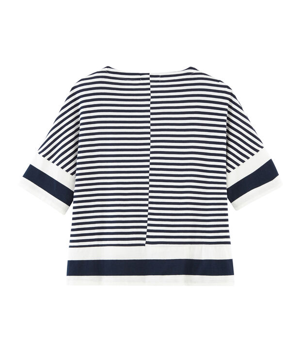 Women's short-sleeved graphic t-shirt blue/white