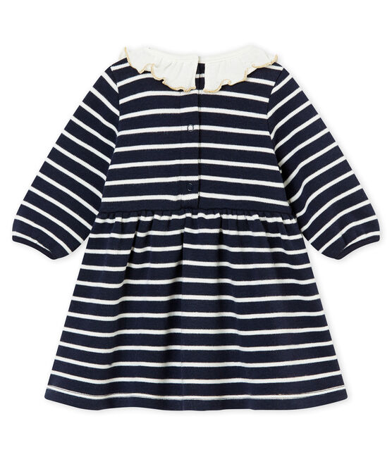 Baby girl's sailor stripe dress SMOKING blue/MARSHMALLOW white