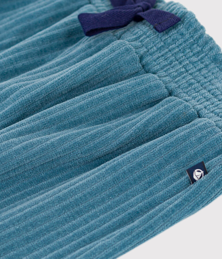 Girls' loose fit velvet trousers blue