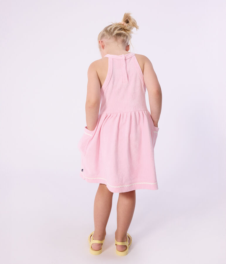 Children's sleeveless plain cotton dress pink
