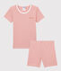Girls' Pink Pinstriped Organic Cotton Short Pyjamas