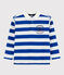 Boys' Long-Sleeved Jersey Polo Shirt SURF blue/MARSHMALLOW white