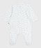 Babies' heart-print cotton pyjama suit with a collar MARSHMALLOW /ADRIATIC