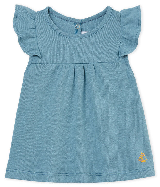 Baby girls' cotton/linen blouse blue