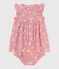 Babies' floral print cotton gauze dress and bloomers CHARME pink/MARSHMALLOW white