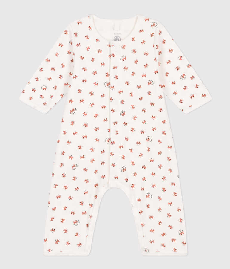 Babies' Footless Cotton Bodyjama MARSHMALLOW white/MULTICO white