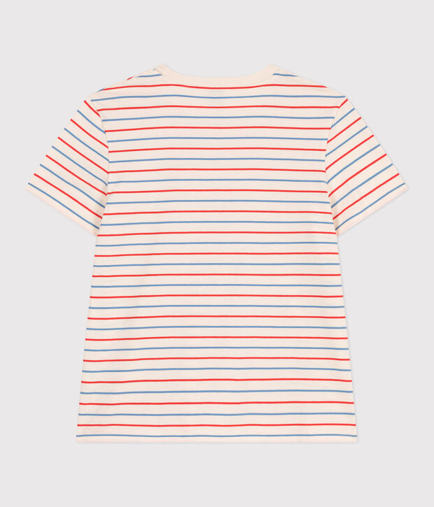 Women's Straight striped cotton T-Shirt Ecru/multicolor