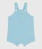 Babies' short-legged plain cotton gauze dungarees AQUATIC blue