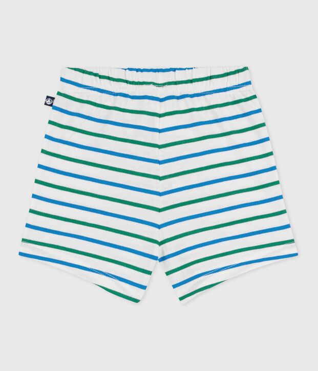 Babies stripy cotton shorts in two colours white/multicolor
