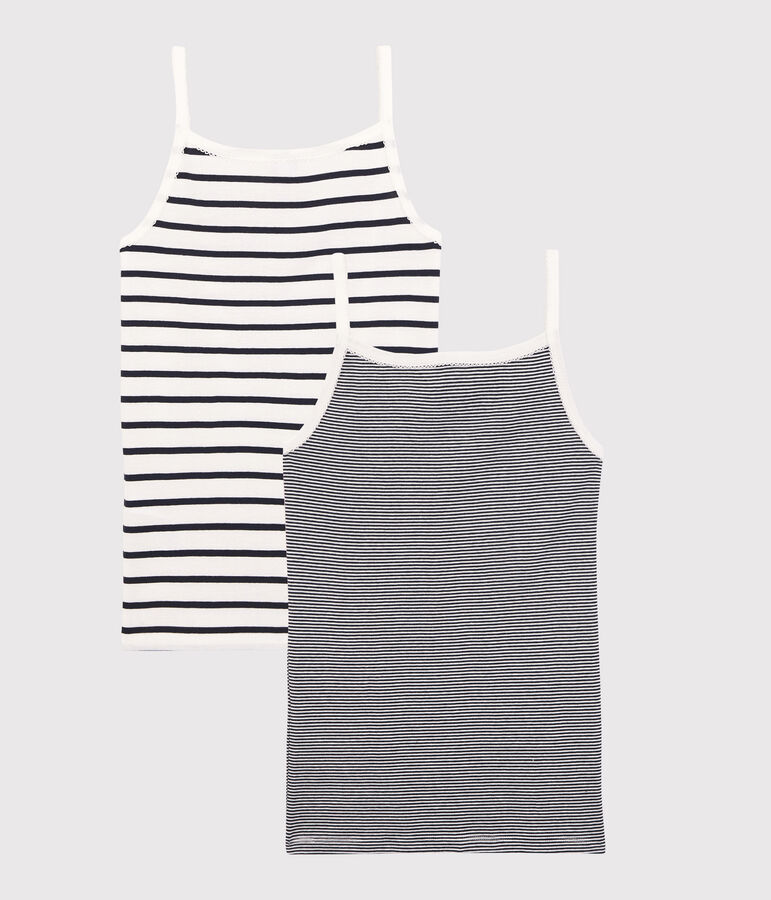 Girls' Striped Organic Cotton Vest Tops - 2-Pack multicolor
