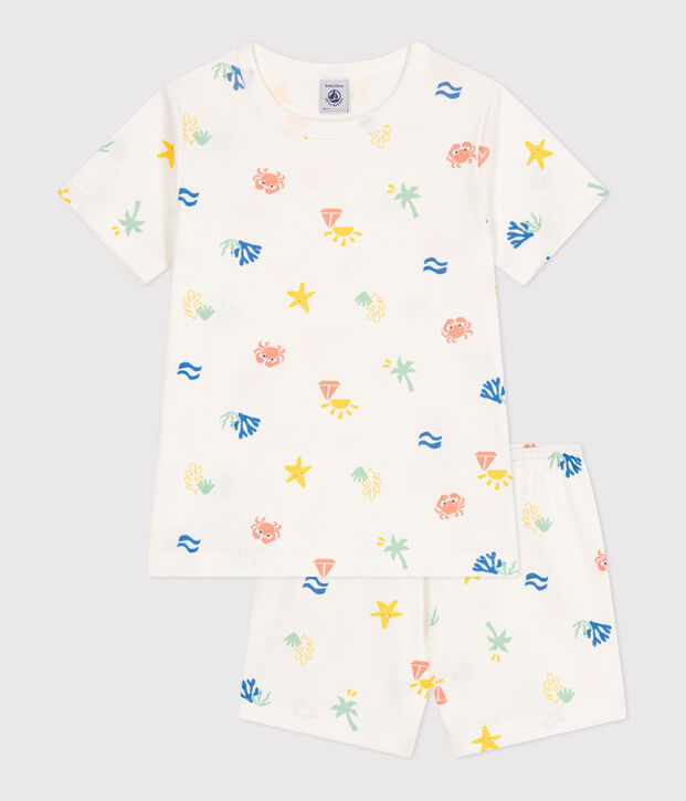 Children's printed cotton pyjamas white/multicolor