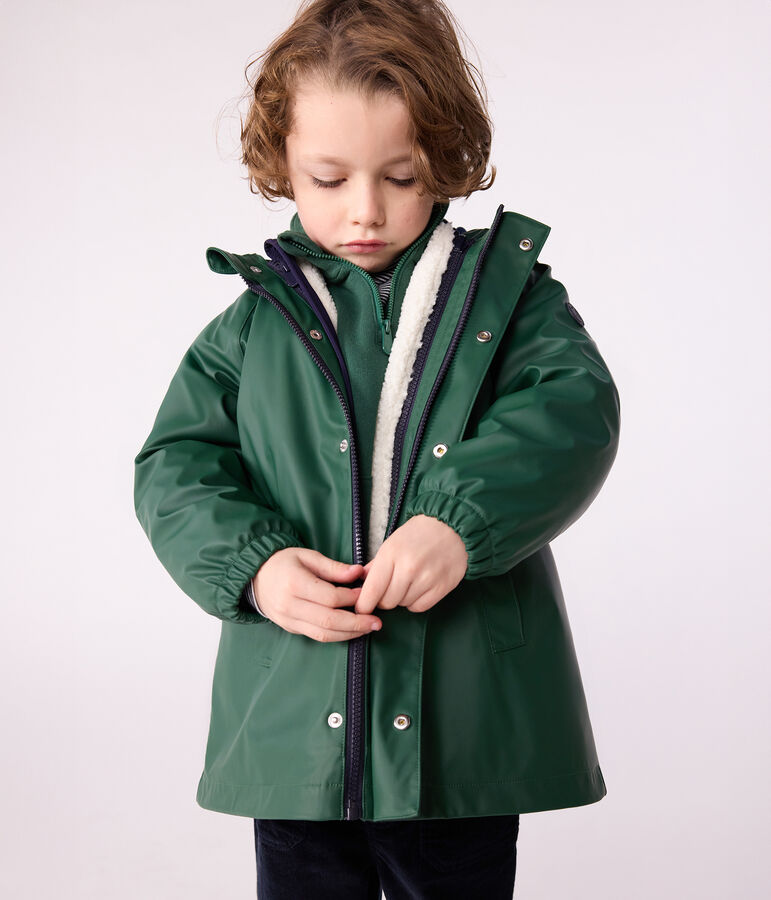 Children's 3-in-1 raincoat green/blue