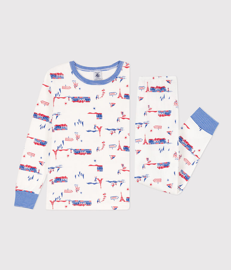 Unisex Paris Themed Cotton Pyjamas white/multicolor