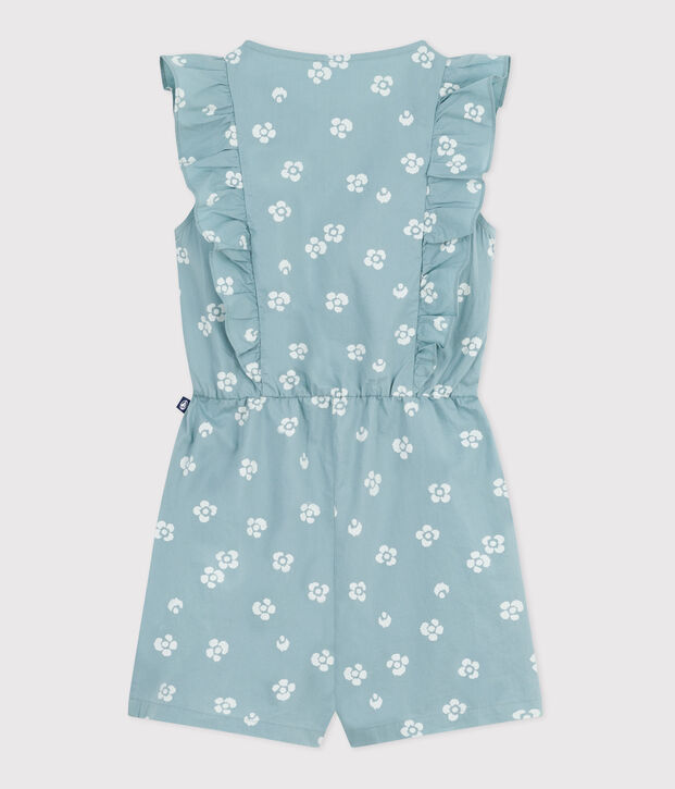 Children's sleeveless floral cotton jumpsuit green/white