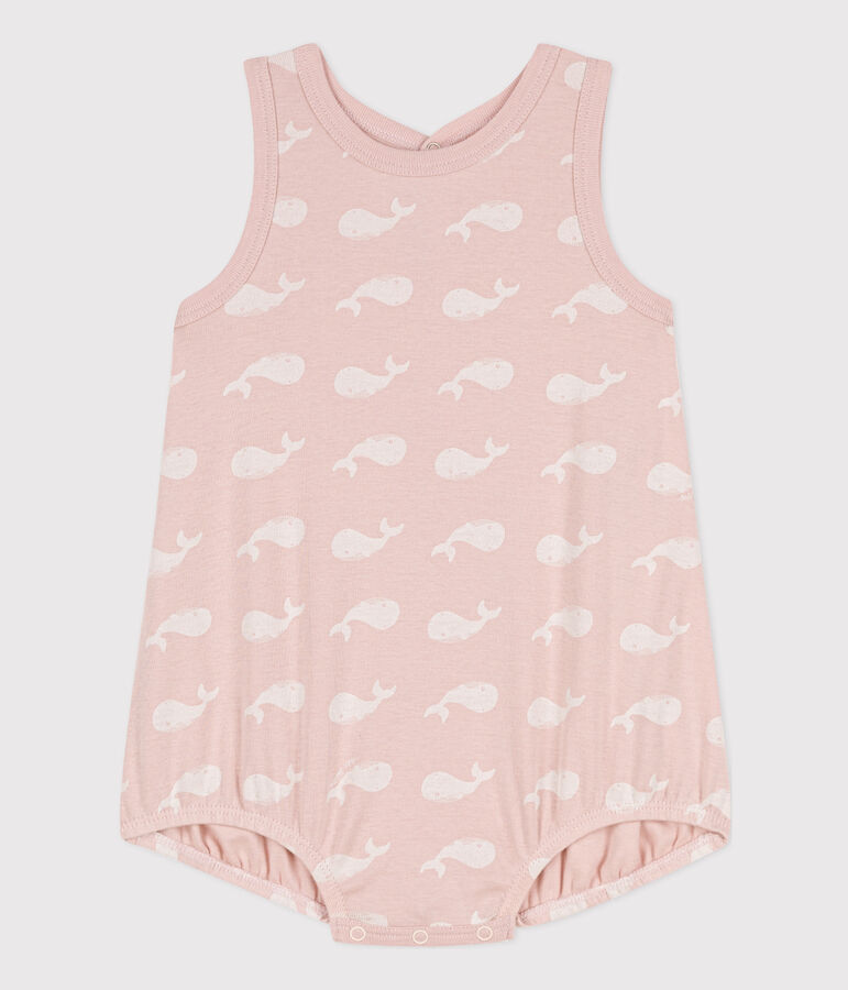 Babies' Cotton Pink Whale Playsuit pink/white