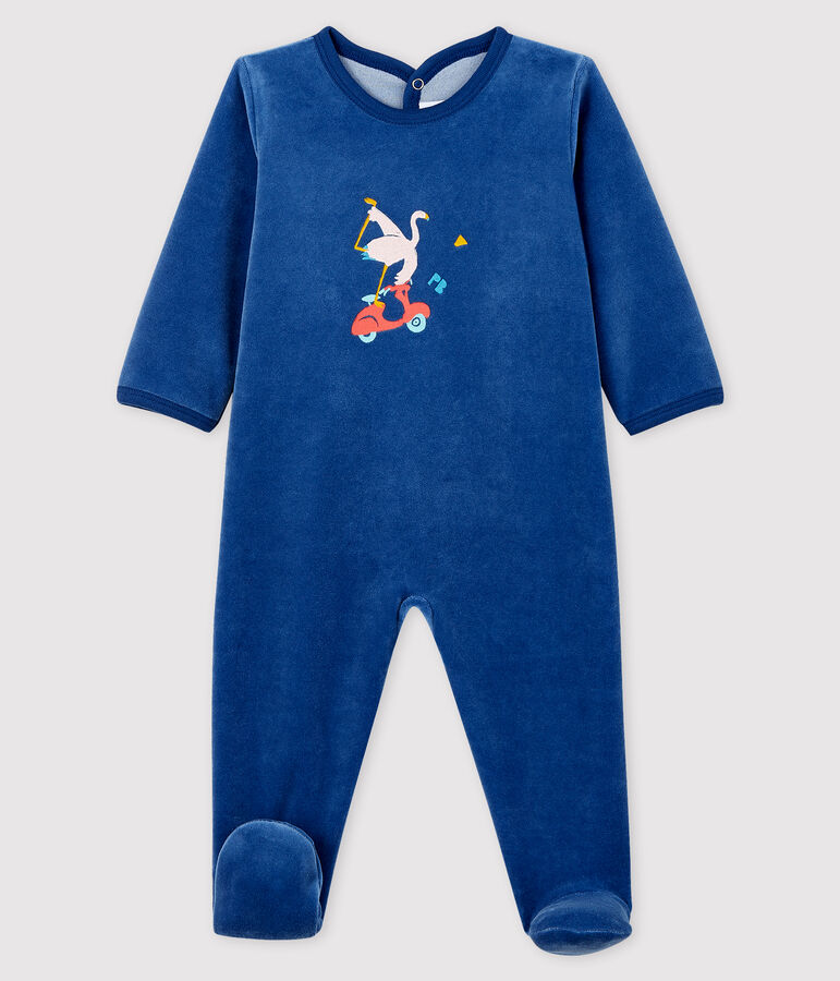 Babies' Blue Velour Sleepsuit blue