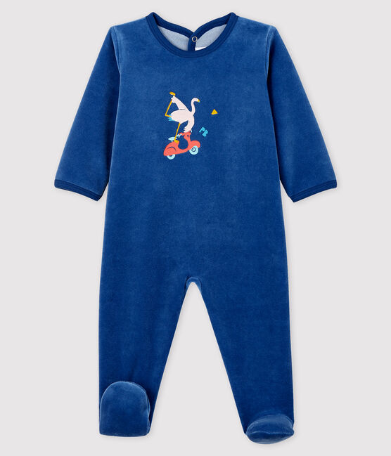 Babies' Blue Velour Sleepsuit MAJOR blue