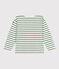 Children's unisex long-sleeved cotton Breton top MARSHMALLOW green/PALMERAIE