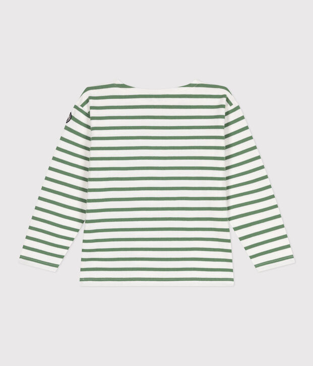 Children's unisex long-sleeved cotton Breton top green/green