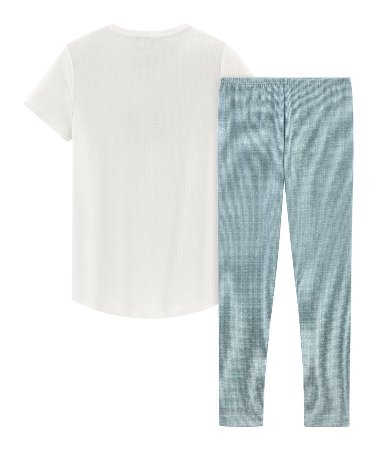 Girls' Short-sleeved Pyjamas MARSHMALLOW white/ROSAKO pink