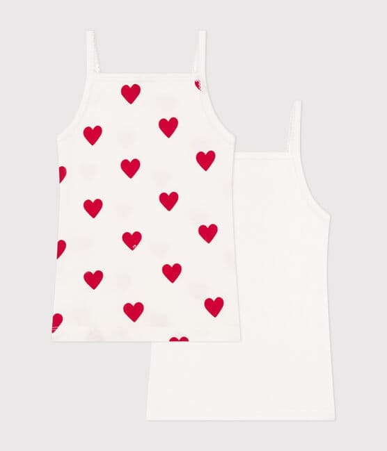 Girls' Heart Patterned Cotton Vests - 2-Pack variante 1