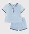 Babies' 2-piece set in chambray including a T-shirt with a sailor collar BLEU CLAIR blue