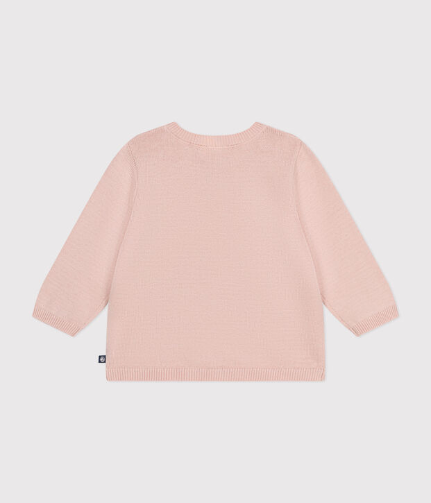 Babies' Openwork Knitted Cotton Cardigan pink