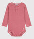 Babies' Stripy Long-Sleeved Cotton Henley Bodysuit