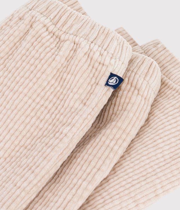 Babies' plain corduroy trousers Ecru