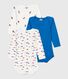 Pack of long-sleeved printed cotton bodies for babies