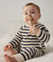 Babies' Wool/Cotton Knit Sailor Striped Clothing - 2-Piece Set AVALANCHE white/SMOKING blue