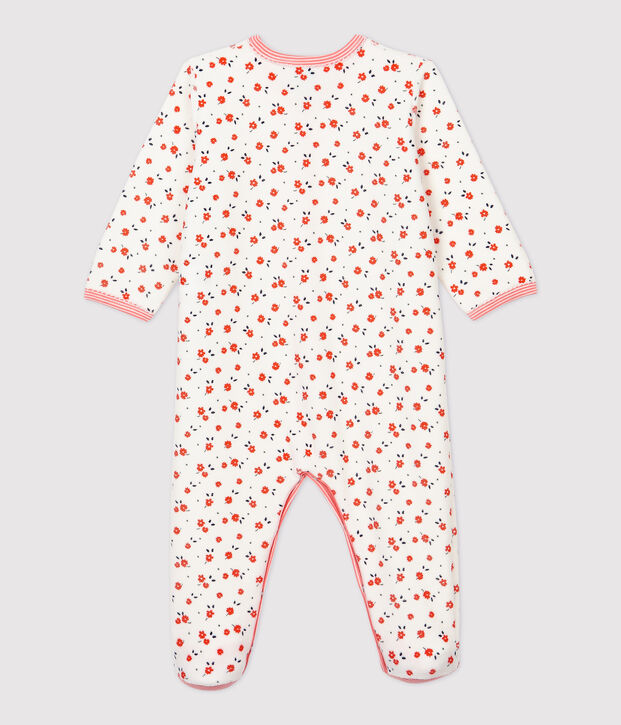 Babies' Floral Velour Sleepsuit white/multicolor