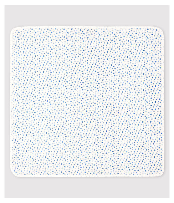 Babies' Organic Cotton Maternity Blanket MARSHMALLOW white/COOL blue