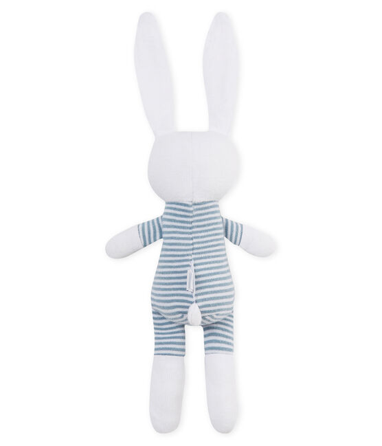 Unisex baby rabbit rattle comforter FONTAINE blue/MARSHMALLOW white