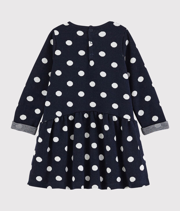 Baby girl's long-sleeved dress blue/white